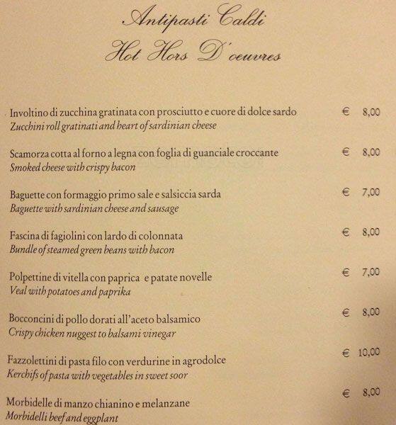 Menu Di Natale Sardo.Sa Cardiga A Roma Foto Del Menu Con Prezzi