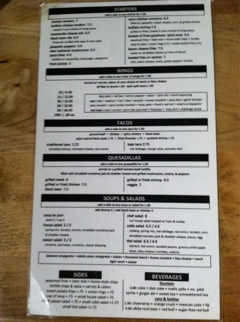 Menu at Jake's Pub & Billiards, Greensboro