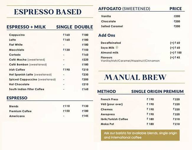 Menu of Coffee Sutra, Vaishali Nagar, Jaipur