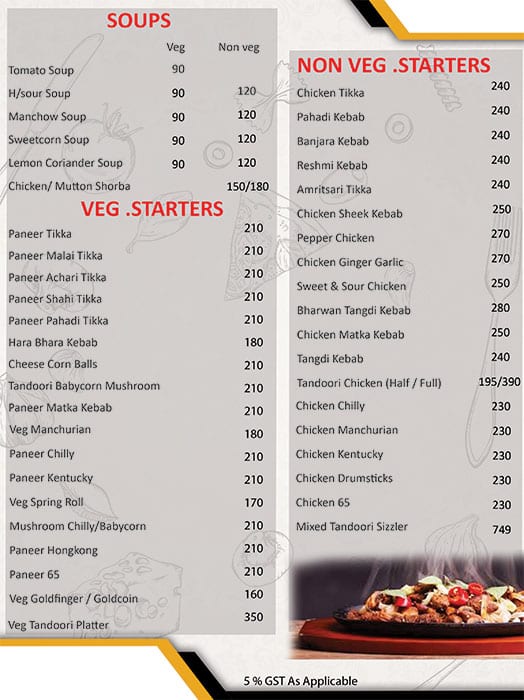 Tandoor Restaurant & Bar menu