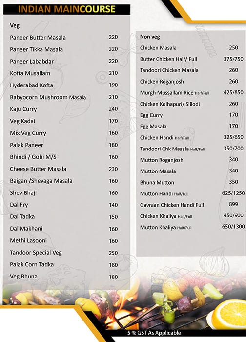 Tandoor Restaurant & Bar menu