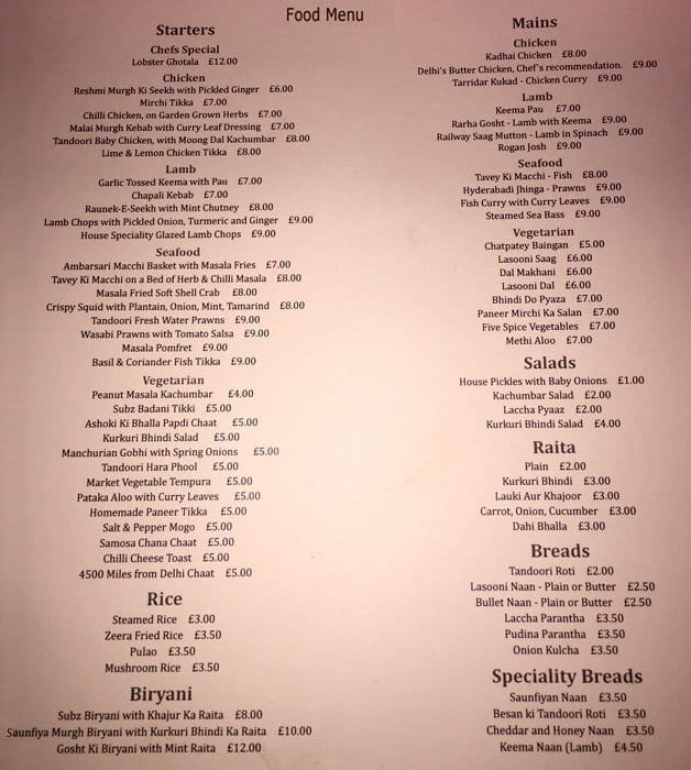 Pink Turban menu