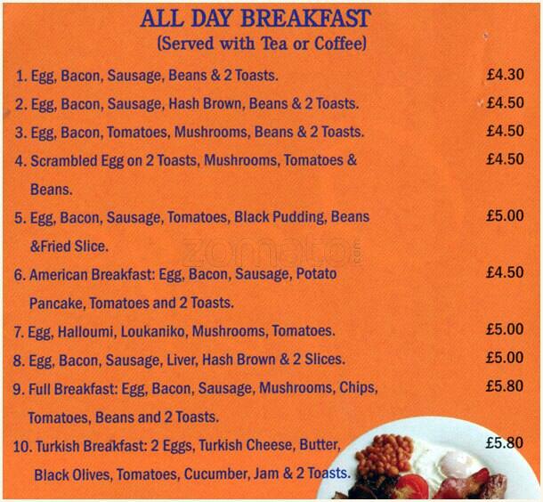 Orange Cafe Menü, Orange Cafe, Finsbury Park, London için Menü Zomato UK