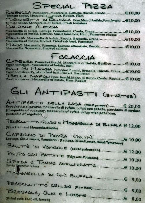 Menu di Qui Si Mangia 