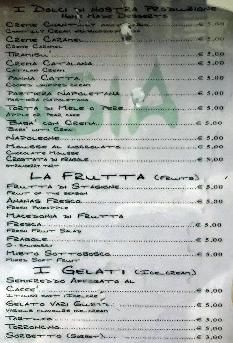 Menu di Qui Si Mangia 