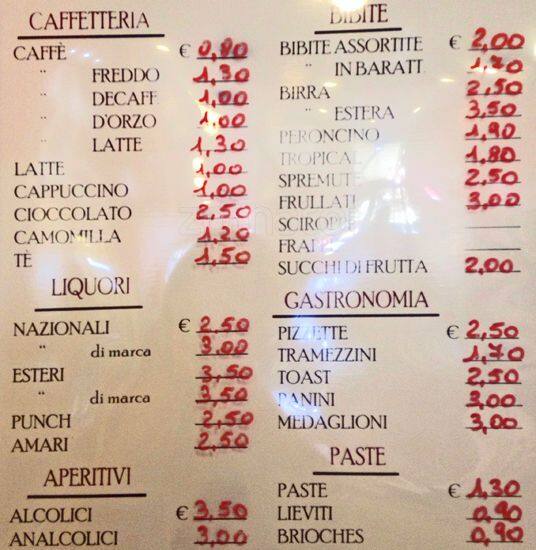 Menu di La Caffetteria Sarda 