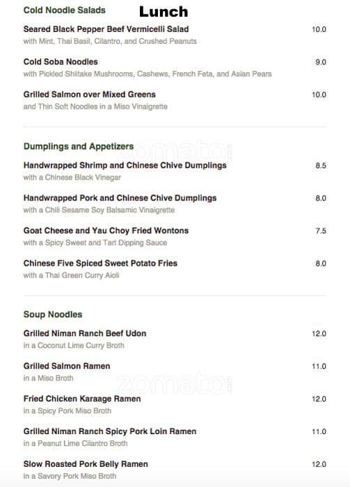 Noodle Theory Menu, Menu for Noodle Theory, Rockridge, Oakland