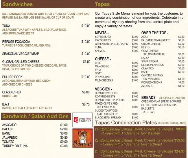 The Refuge menu