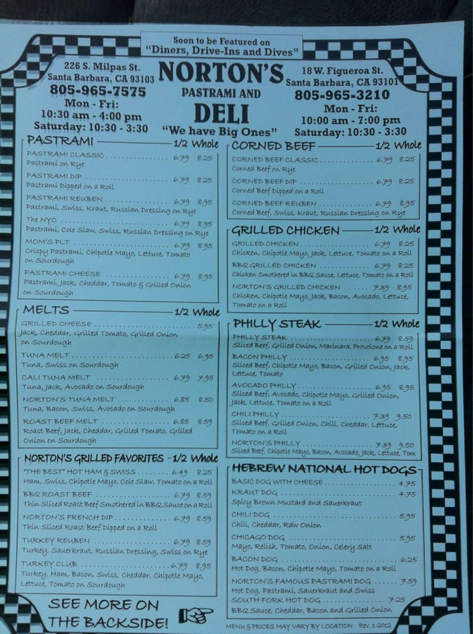 Norton's Pastrami and Deli Menu Urbanspoon/Zomato