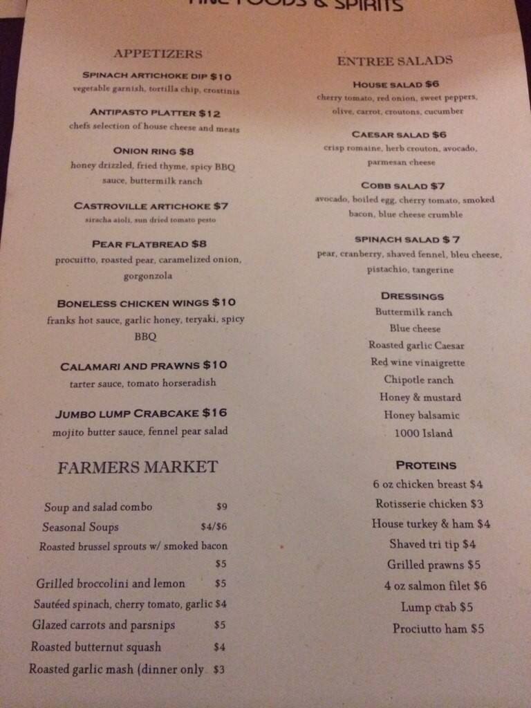 Damasco's menu