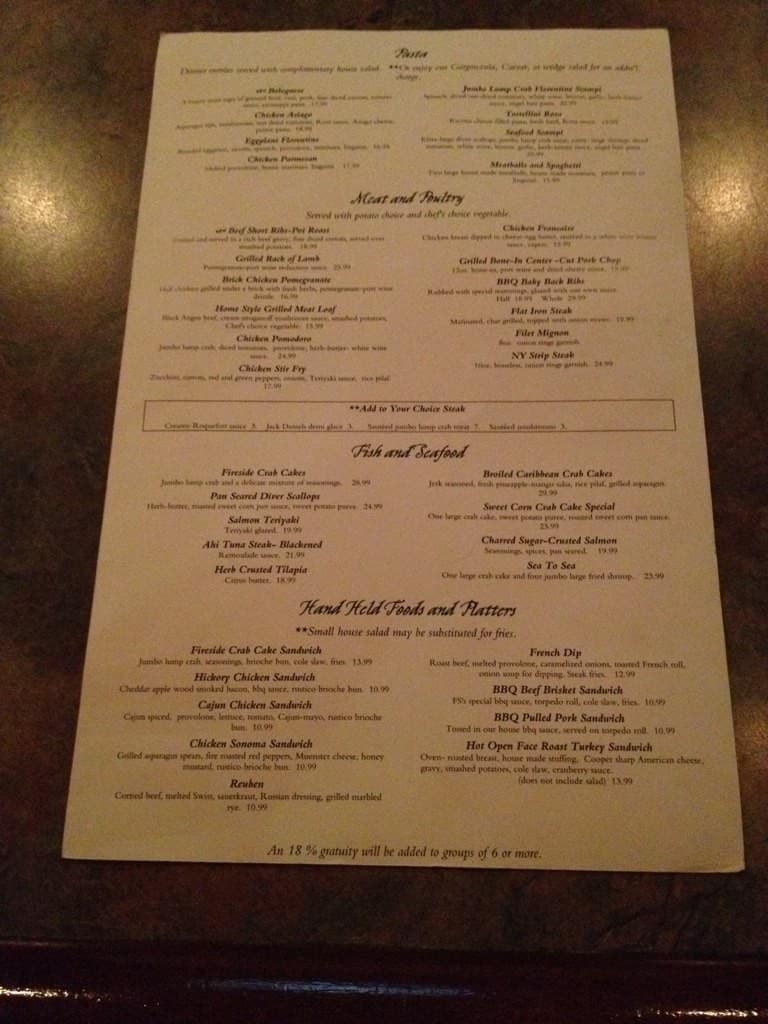 Menu at Rode's Fireside Restaurant, Swedesboro