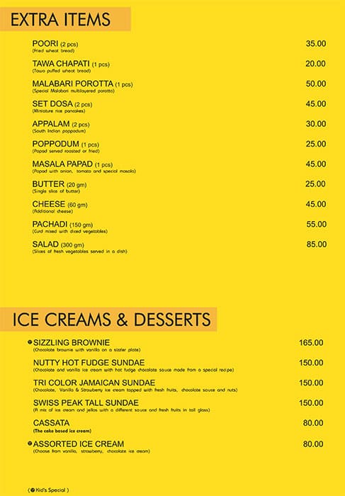 Sankalp Restaurant menu