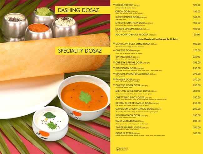 Sankalp Restaurant menu
