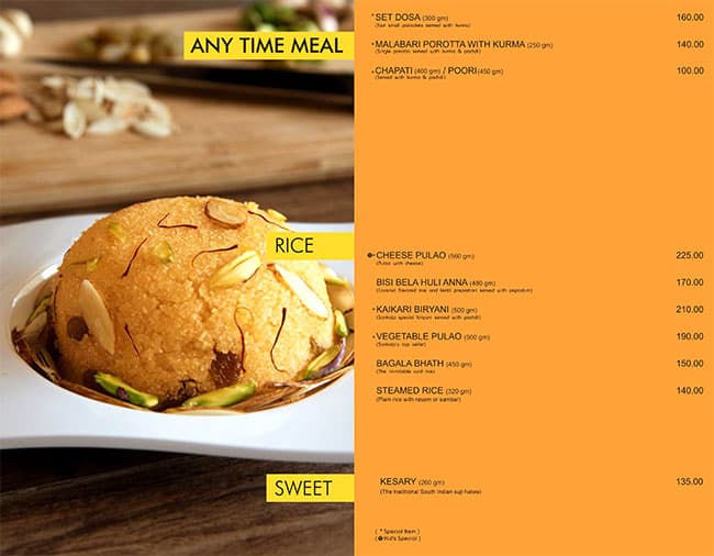 Sankalp Restaurant menu