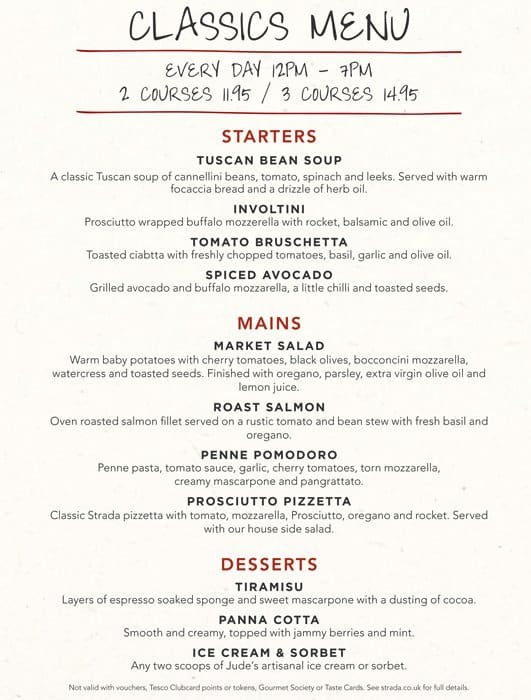 Strada menu