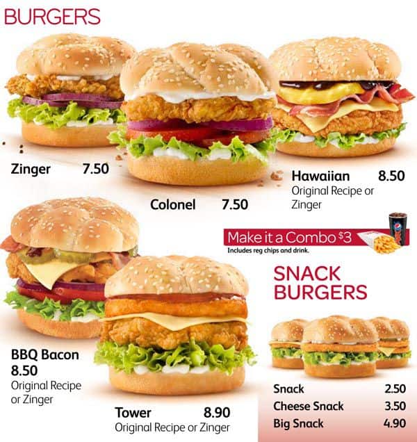 KFC Menu, Menu for KFC, Shirley, Christchurch Menumania/Zomato