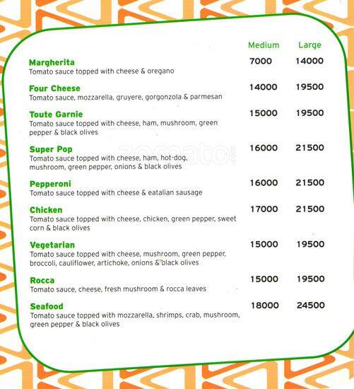 Pops menu