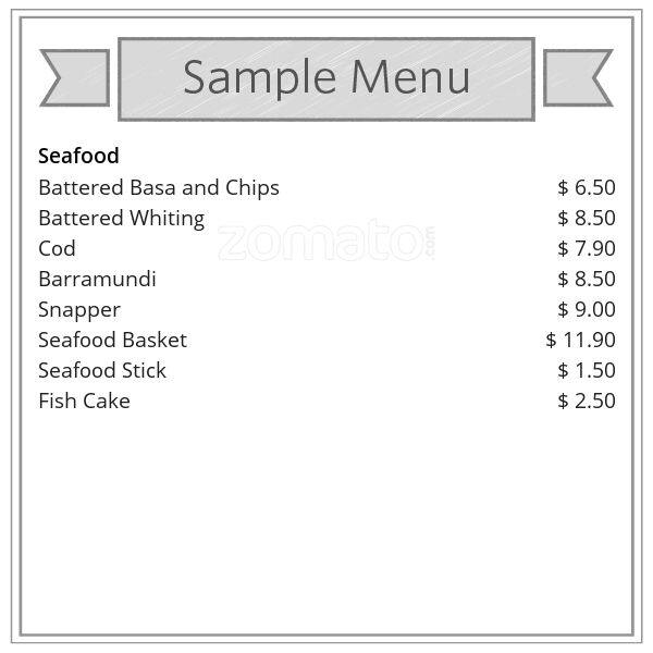 Menu at Oasis Fish n Chips fast food, Coolangatta