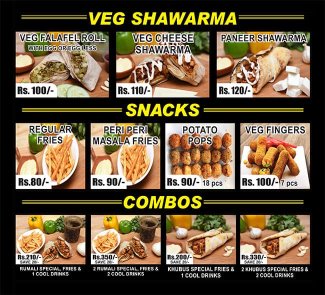 ZK Chicken Shawarma menu