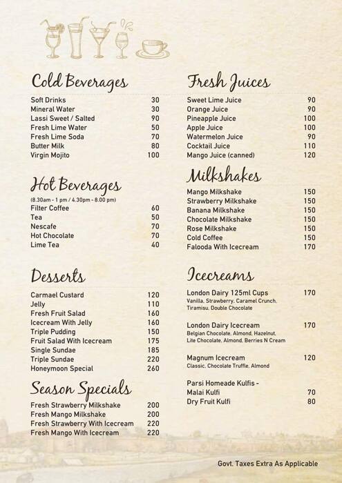 George Restaurant menu