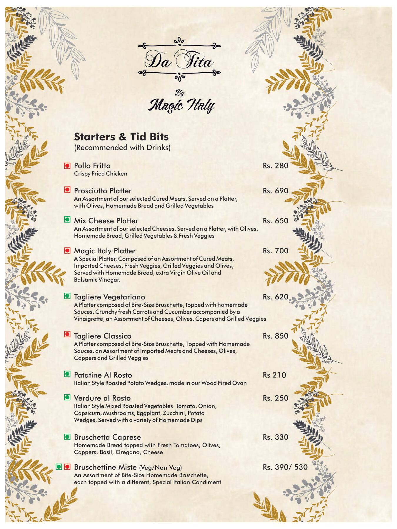 Da Tita by Magic Italy - Authentic Italian Restaurant & Pizzeria menu