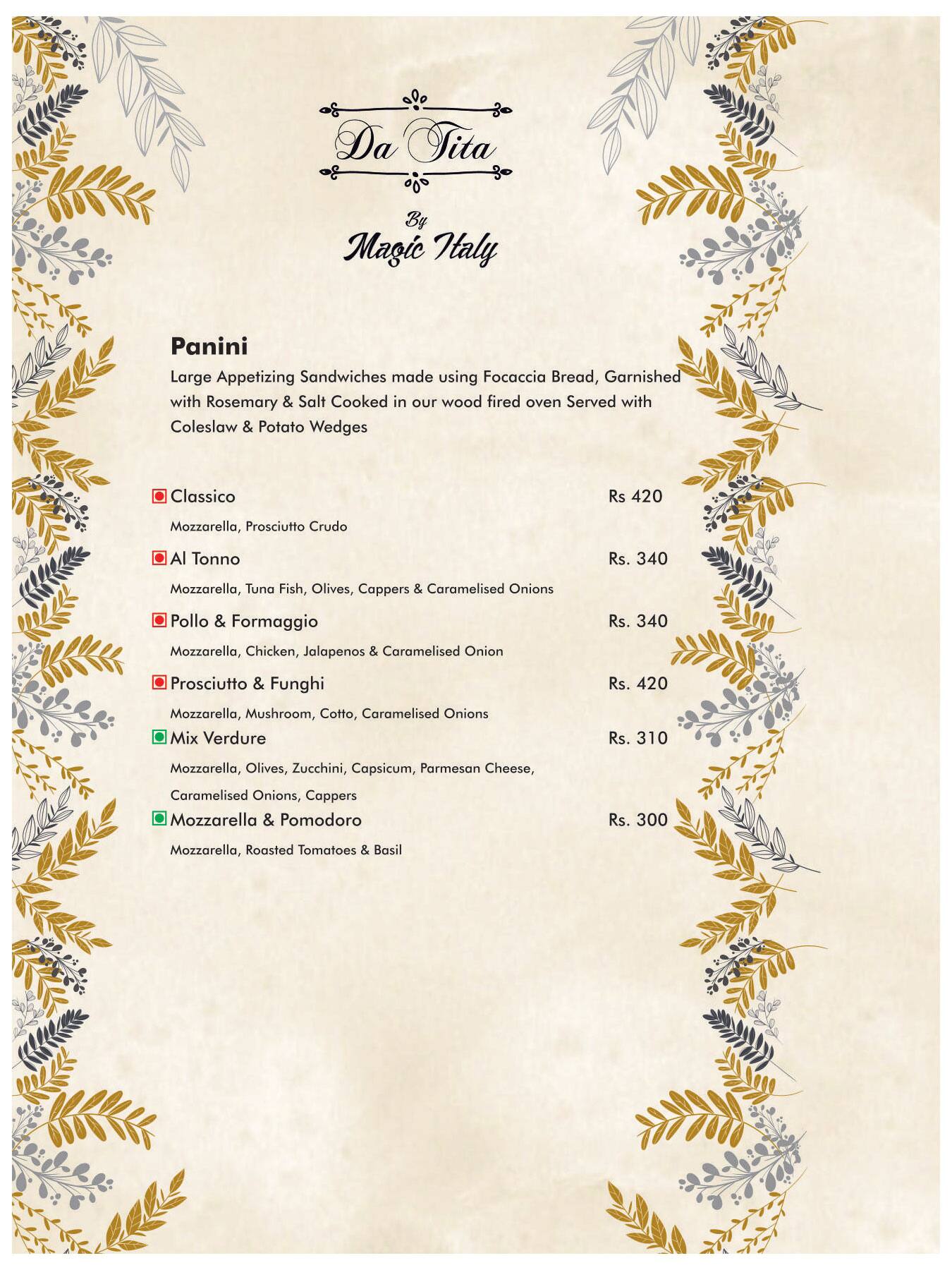 Da Tita by Magic Italy - Authentic Italian Restaurant & Pizzeria menu