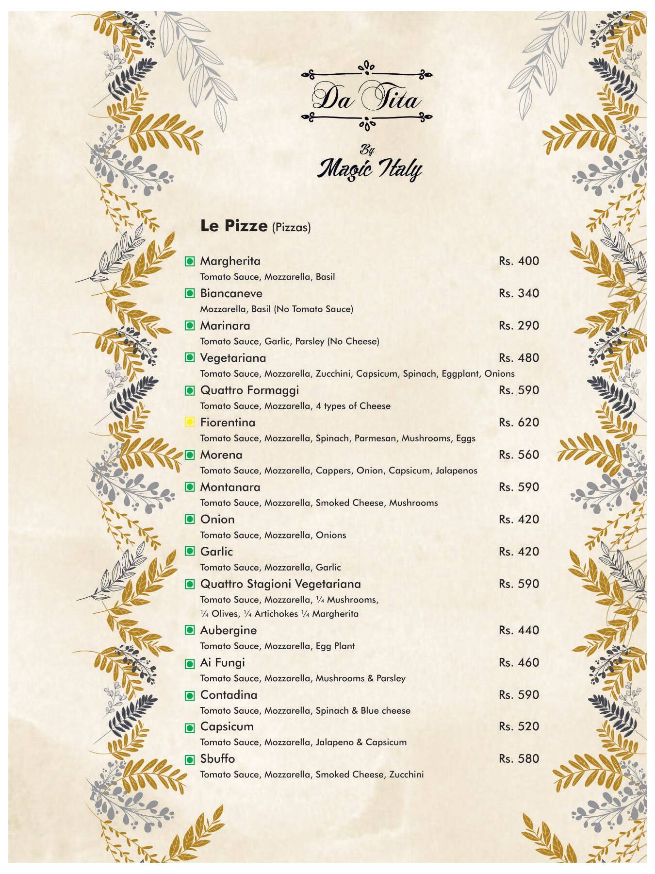 Da Tita by Magic Italy - Authentic Italian Restaurant & Pizzeria menu