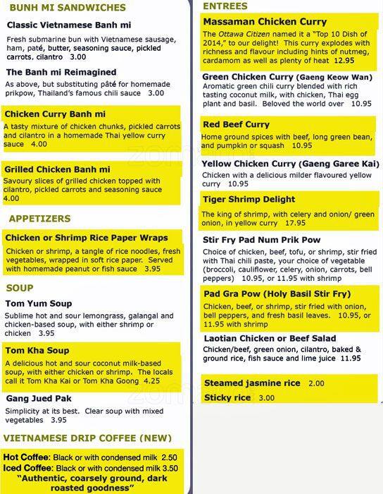 Sam's Cafe Menu, Menu for Sam's Cafe, Wellington West, Ottawa