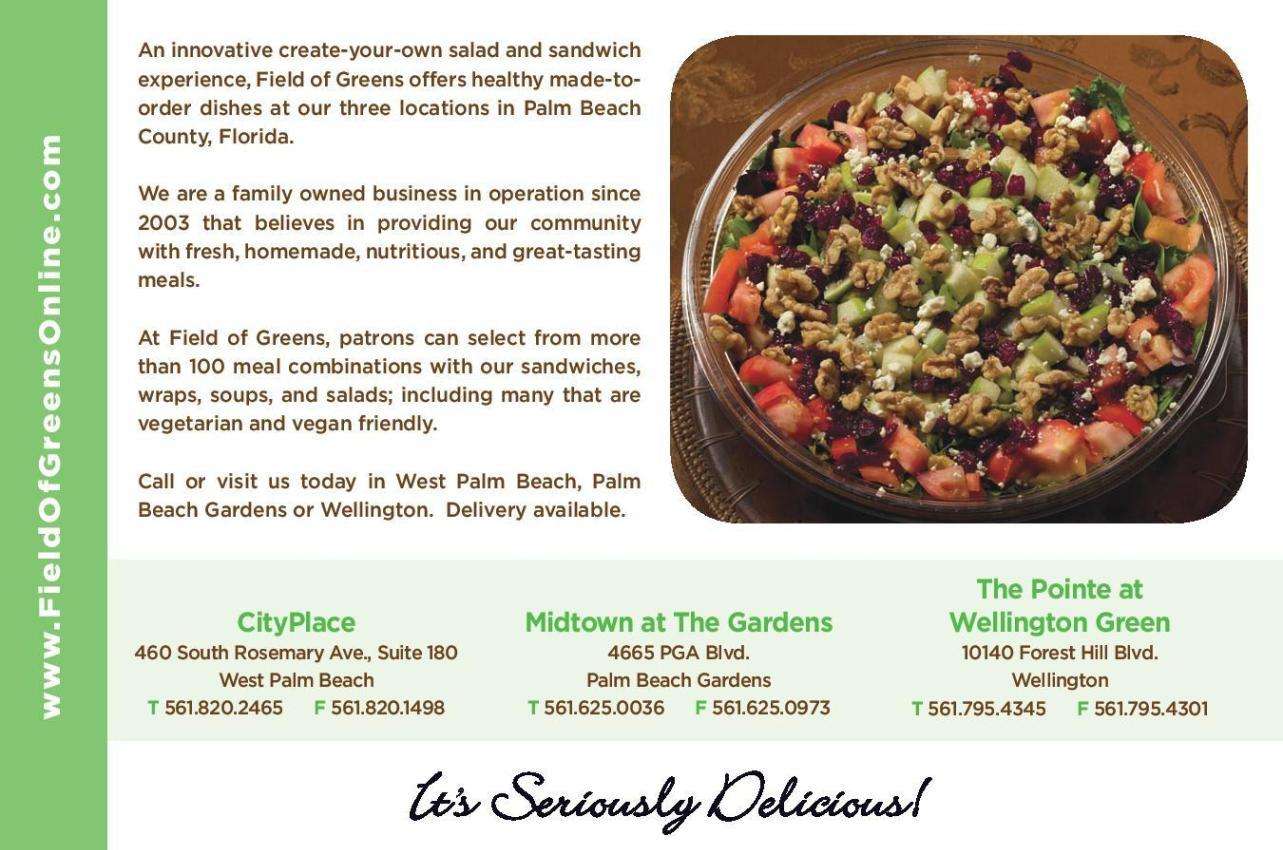 Menu at Field of Greens restaurant, Wellington, Forest Hill Blvd 110