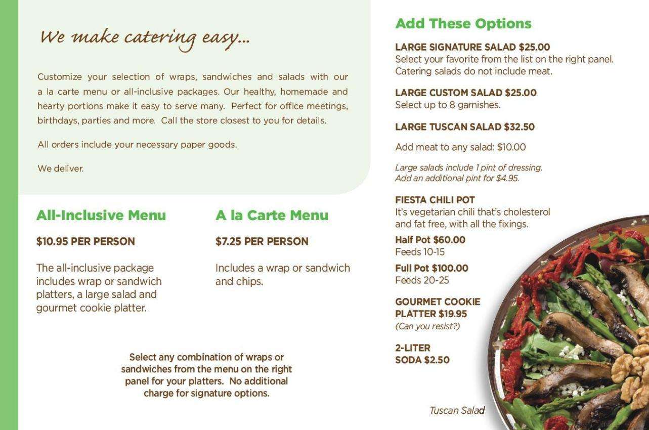 Menu at Field of Greens restaurant, Wellington, Forest Hill Blvd 110