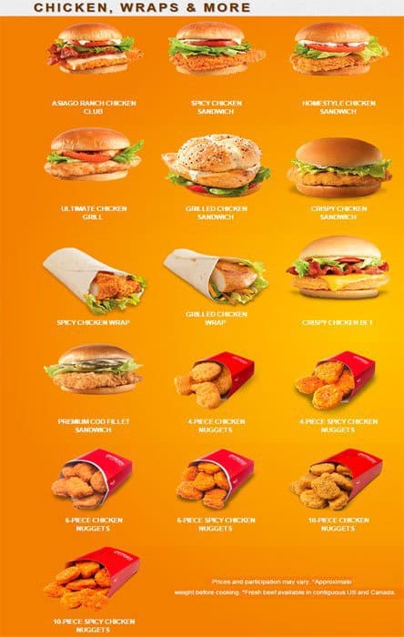Wendy's menu