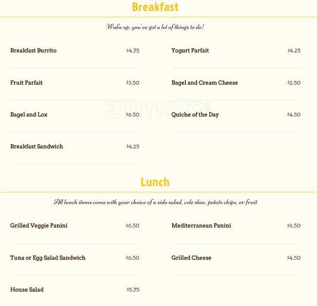 Gathering Grounds Menu, Menu for Gathering Grounds, Civic Center