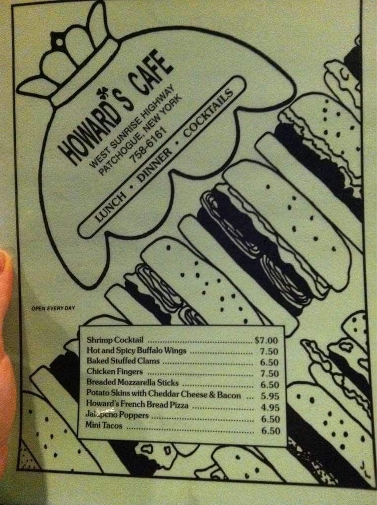 Howard's Cafe a Long Island Foto del Menu con Prezzi Urbanspoon/Zomato