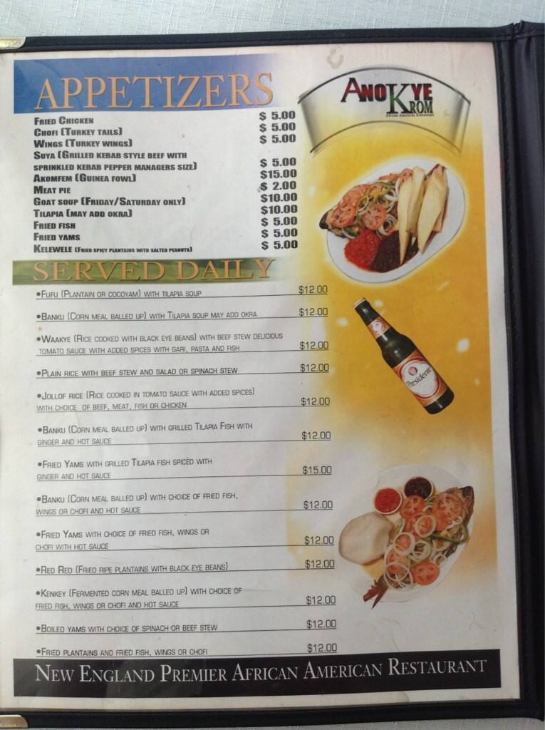 Anokyekrom African Restaurant Menu Urbanspoon/Zomato