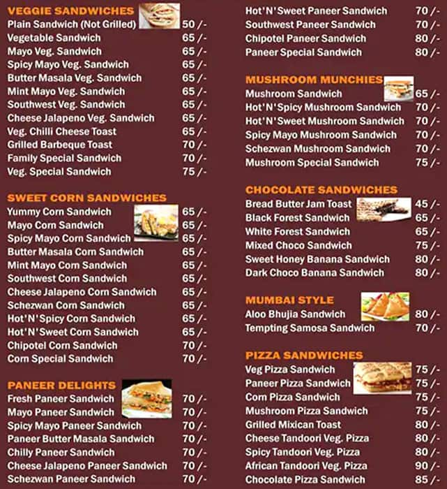 Menu at Indian Sandwich Co., Navi Mumbai