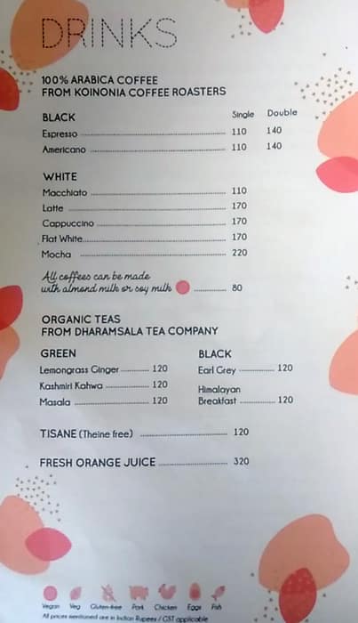 Suzette, Bandra menu