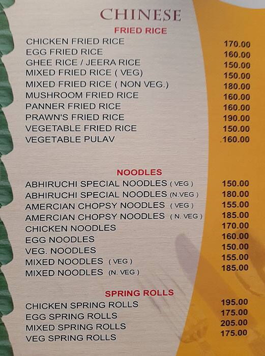 Abhiruchi menu