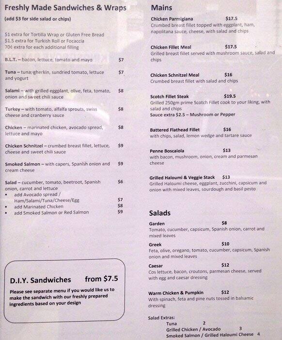 Grove Cafe Bar Menu, Menu for Grove Cafe Bar, Kingsgrove, Sydney