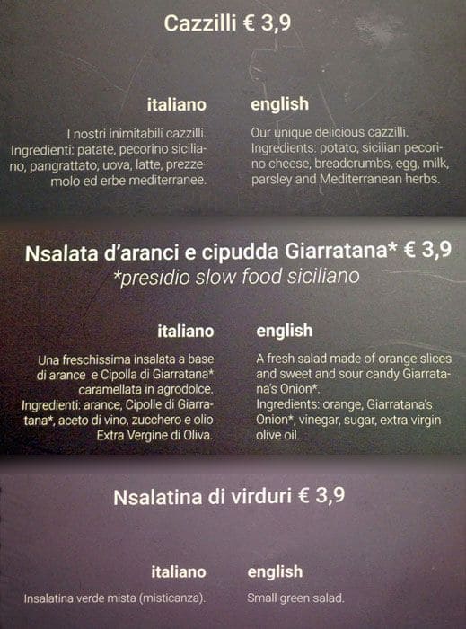Menu di Siciliano 