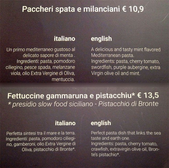 Menu di Siciliano 
