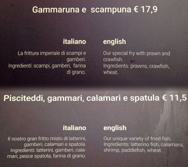 Menu di Siciliano 