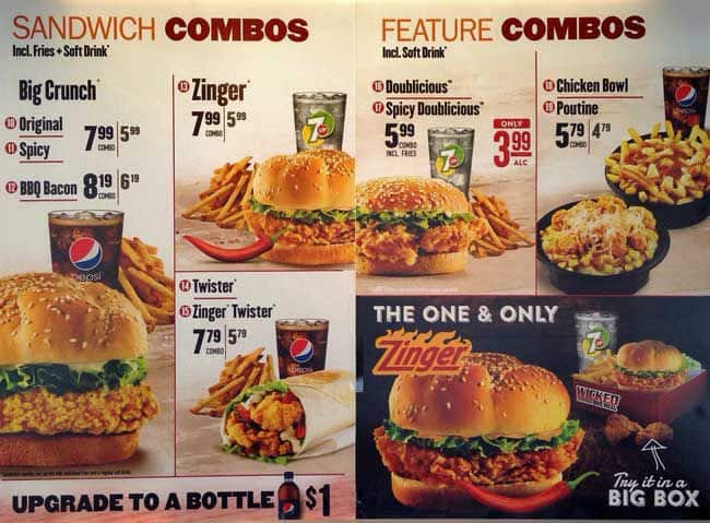 kfc menu and prices