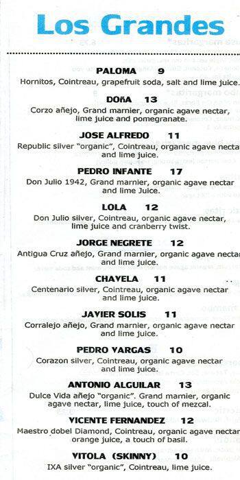 Carta de Azul Tequila