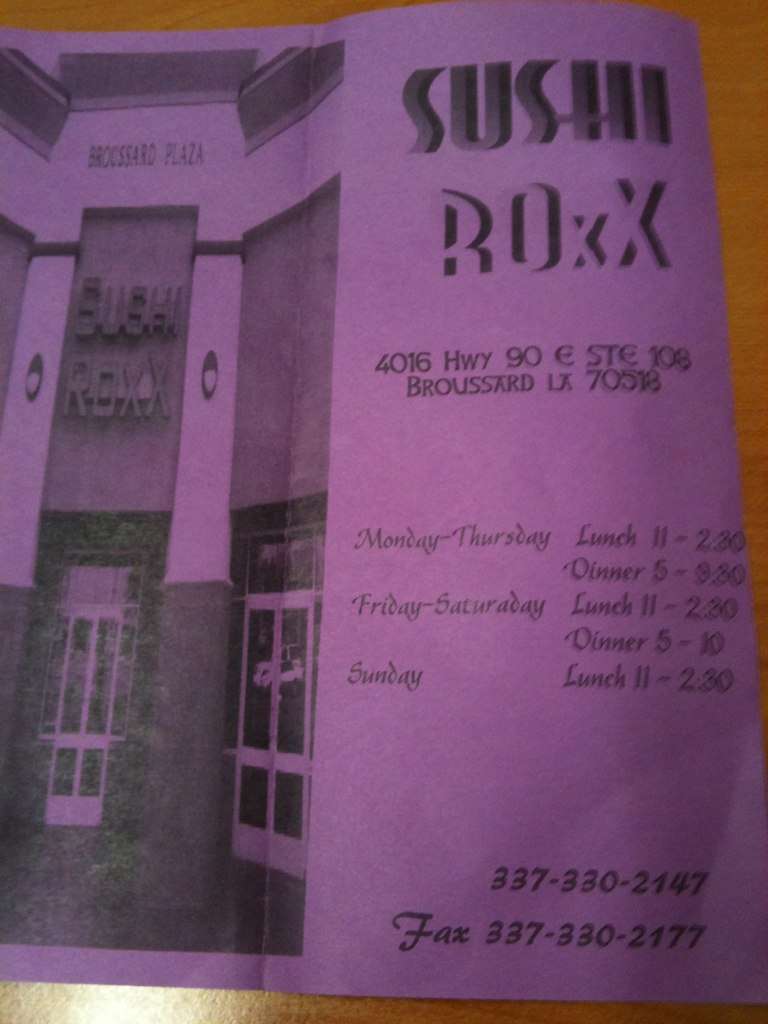 Carta de Sushi Roxx