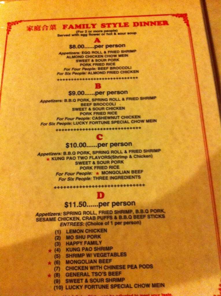 Menu at Lucky Fortune restaurant, Salem, Lancaster Dr NE