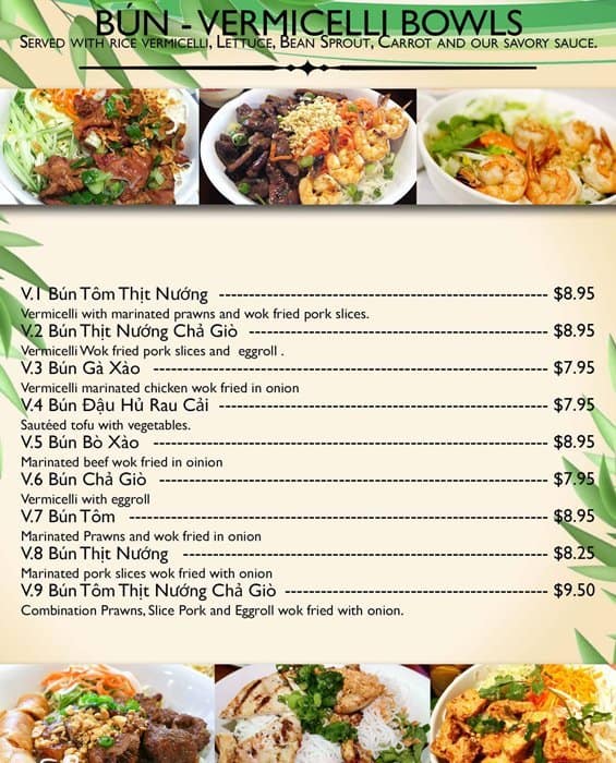 Pho Garden Vietnamese Chinese Cuisine Menu
