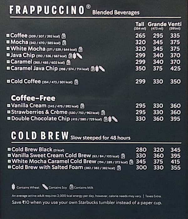 Menu at Starbucks - Zirakhpur Drive Thru (S176), Zirakpur