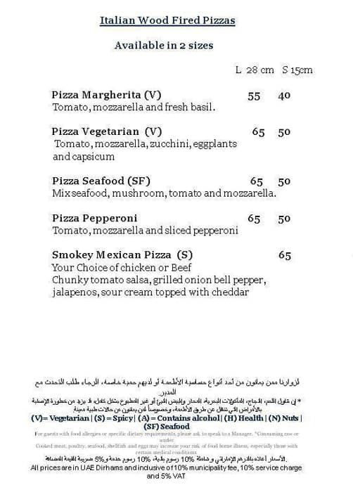 Menu at The Q Sports Bar, Dubai