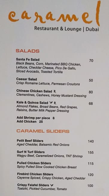 Caramel Restaurant & Lounge menu - Zomato