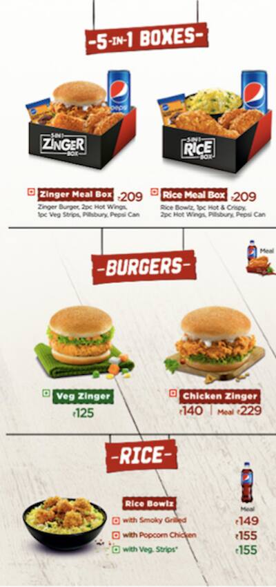 KFC Menu, Menu for KFC, Manjalpur, Vadodara - Zomato